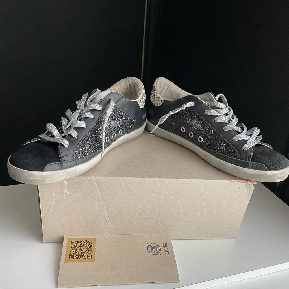 Golden Goose Super Star Python heel Glitter Pink soles sneakers signature shoes - Picture 8 of 16